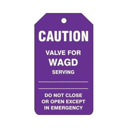 CAUTION SAFETY TAG VALVE FOR WAGD TDM610PTM